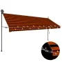 Retractable manual awning with orange and brown LED lights, 400 cm. by vidaXL, Awnings - Ref: Foro24-145882, Price: 126,20 €,...