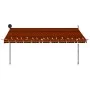Retractable manual awning with orange and brown LED lights, 400 cm. by vidaXL, Awnings - Ref: Foro24-145882, Price: 126,20 €,...