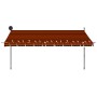 Toldo manual retráctil con LED naranja y marrón 400 cm de vidaXL, Toldos - Ref: Foro24-145882, Precio: 128,73 €, Descuento: %