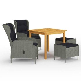 Juego de comedor para jardín 5 piezas gris claro en Conjuntos de jardín | Comprar online en Foru.es