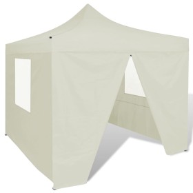 Cenador plegable con 4 paredes colore crema 3x3 m de vidaXL, Carpas y cenadores - Ref: Foro24-41464, Precio: 139,60 €, Descue...