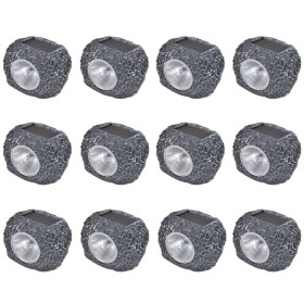 Foco LED solar de exterior con forma de piedra 12 uds de vidaXL, Iluminación de exterior - Ref: Foro24-41168, Precio: 52,03 €...