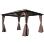 Cenador con cortina marrón aluminio 400 x 300 cm de vidaXL, Carpas y cenadores - Ref: Foro24-41626, Precio: 700,48 €, Descuen...