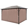 Cenador con cortina marrón aluminio 400 x 300 cm de vidaXL, Carpas y cenadores - Ref: Foro24-41626, Precio: 700,48 €, Descuen...