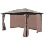 Cenador con cortina marrón aluminio 400 x 300 cm de vidaXL, Carpas y cenadores - Ref: Foro24-41626, Precio: 700,48 €, Descuen...