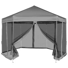 Carpa desplegable hexagonal 6 paredes laterales gris 3,6x3,1 m de vidaXL, Carpas y cenadores - Ref: Foro24-42111, Precio: 184...