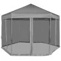 Carpa desplegable hexagonal 6 paredes laterales gris 3,6x3,1 m de vidaXL, Carpas y cenadores - Ref: Foro24-42111, Precio: 184...