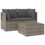 Set de muebles de jardín 3 pzas y cojines ratán sintético gris de vidaXL, Sofás de exterior - Ref: Foro24-318675, Precio: 284...