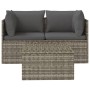 Set de muebles de jardín 3 pzas y cojines ratán sintético gris de vidaXL, Sofás de exterior - Ref: Foro24-318675, Precio: 284...