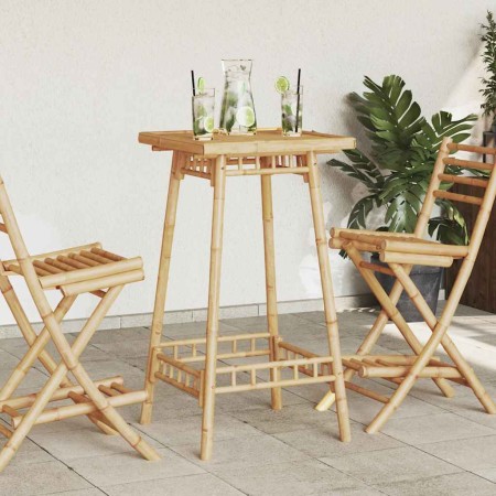 Mesa de bar para exterior cuadrada de bambú 55x55x100 cm en Mesas de jardín | Comprar online en Foru.es