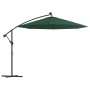 Sombrilla colgante con luces LED y palo metálico 300 cm verde de vidaXL, Sombrillas - Ref: Foro24-42969, Precio: 139,86 €, De...