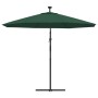 Sombrilla colgante con luces LED y palo metálico 300 cm verde de vidaXL, Sombrillas - Ref: Foro24-42969, Precio: 139,86 €, De...