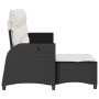 Sofá de jardín reclinable con cojines en forma de L ratán negro en Sofás de exterior | Comprar online en Foru.es