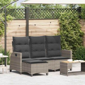 Sofá de jardín reclinable con cojines en forma de L gris en Sofás de exterior | Comprar online en Foru.es
