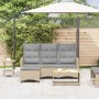Sofá de jardín reclinable con cojines en forma de L beige en Sofás de exterior | Comprar online en Foru.es