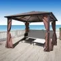 Cenador con cortina marrón aluminio 300 x 300 cm de vidaXL, Carpas y cenadores - Ref: Foro24-41625, Precio: 564,63 €, Descuen...