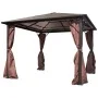 Cenador con cortina marrón aluminio 300 x 300 cm de vidaXL, Carpas y cenadores - Ref: Foro24-41625, Precio: 564,63 €, Descuen...