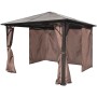 Cenador con cortina marrón aluminio 300 x 300 cm de vidaXL, Carpas y cenadores - Ref: Foro24-41625, Precio: 589,34 €, Descuen...