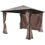 Cenador con cortina marrón aluminio 300 x 300 cm de vidaXL, Carpas y cenadores - Ref: Foro24-41625, Precio: 564,63 €, Descuen...