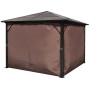 Cenador con cortina marrón aluminio 300 x 300 cm de vidaXL, Carpas y cenadores - Ref: Foro24-41625, Precio: 589,34 €, Descuen...