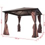 Cenador con cortina marrón aluminio 300 x 300 cm de vidaXL, Carpas y cenadores - Ref: Foro24-41625, Precio: 589,34 €, Descuen...