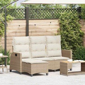 Sofá de jardín reclinable con cojines en forma de L beige en Sofás de exterior | Comprar online en Foru.es