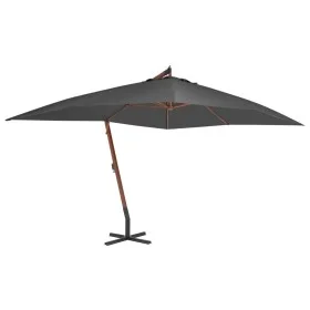 Sombrilla lateral voladiza con poste de madera gris 400x300 cm de vidaXL, Sombrillas - Ref: Foro24-44491, Precio: 208,88 €, D...