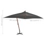 Sombrilla lateral voladiza con poste de madera gris 400x300 cm de vidaXL, Sombrillas - Ref: Foro24-44491, Precio: 212,73 €, D...
