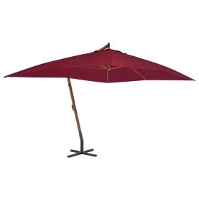 Sombrilla lateral voladiza poste madera rojo burdeos 400x300 cm de vidaXL, Sombrillas - Ref: Foro24-44493, Precio: 203,30 €, ...