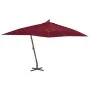 Sombrilla lateral voladiza poste madera rojo burdeos 400x300 cm de vidaXL, Sombrillas - Ref: Foro24-44493, Precio: 203,30 €, ...
