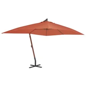 Sombrilla lateral voladiza poste de madera terracota 400x300 cm de vidaXL, Sombrillas - Ref: Foro24-44494, Precio: 170,54 €, ...