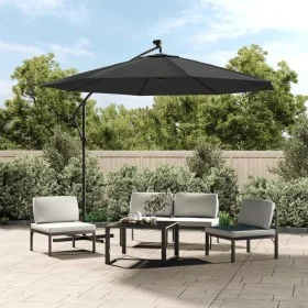 Cantilever umbrella with LED lights and steel post 300 cm anthracite by vidaXL, Umbrellas - Ref: Foro24-44521, Price: 161,64 ...