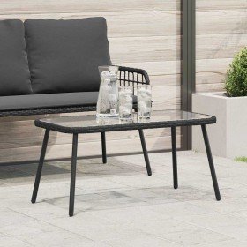 Mesa de Café Negro 90 x 45 x 43 cm Poliratán y vidrio en Mesas de jardín | Comprar online en Foru.es