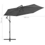 Sombrilla voladiza con poste de aluminio 300 cm gris antracita de vidaXL, Sombrillas - Ref: Foro24-44509, Precio: 102,33 €, D...