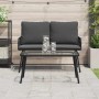 Mesa de Café Negro 90 x 45 x 43 cm Poliratán y vidrio en Mesas de jardín | Comprar online en Foru.es