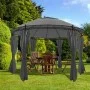 Cenador con cortinas redondo gris antracita 3,5x2,7 m de vidaXL, Carpas y cenadores - Ref: Foro24-44762, Precio: 378,71 €, De...