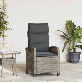 Silla de jardín reclinable con mesa auxiliar ratán gris en Sillas de jardín | Comprar online en Foru.es