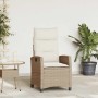 Silla de jardín reclinable con mesa auxiliar ratán beige en Sillas de jardín | Comprar online en Foru.es