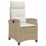 Silla de jardín reclinable con mesa auxiliar ratán beige en Sillas de jardín | Comprar online en Foru.es