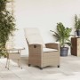 Silla de jardín reclinable con mesa auxiliar ratán beige en Sillas de jardín | Comprar online en Foru.es