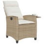 Silla de jardín reclinable con mesa auxiliar ratán beige en Sillas de jardín | Comprar online en Foru.es