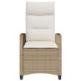 Silla de jardín reclinable con mesa auxiliar ratán beige en Sillas de jardín | Comprar online en Foru.es