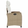 Silla de jardín reclinable con mesa auxiliar ratán beige en Sillas de jardín | Comprar online en Foru.es