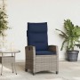 Silla de jardín reclinable con mesa auxiliar ratán gris en Sillas de jardín | Comprar online en Foru.es