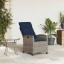Silla de jardín reclinable con mesa auxiliar ratán gris en Sillas de jardín | Comprar online en Foru.es