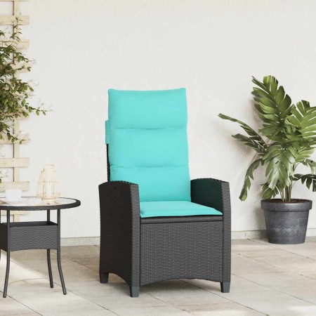 Silla de jardín reclinable con mesa auxiliar ratán negro en Sillas de jardín | Comprar online en Foru.es