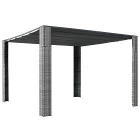 Cenador techo ratán sintético 300x300x200 cm gris y antracita de vidaXL, Carpas y cenadores - Ref: Foro24-44818, Precio: 315,...