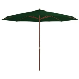 Sombrilla de jardín con palo de madera 350 cm verde de vidaXL, Sombrillas - Ref: Foro24-44528, Precio: 142,11 €, Descuento: %