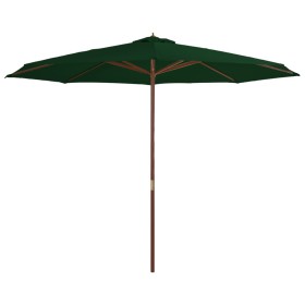 Sombrilla de jardín con palo de madera 350 cm verde de vidaXL, Sombrillas - Ref: Foro24-44528, Precio: 145,73 €, Descuento: %