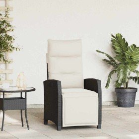 Silla de jardín reclinable con mesa auxiliar ratán negro en Sillas de jardín | Comprar online en Foru.es